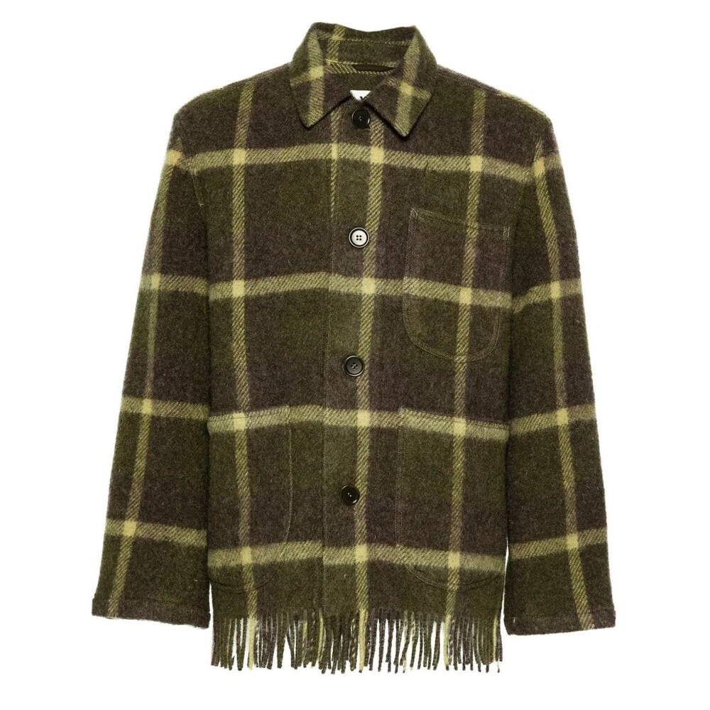 YMC Labour Chore Jacket Mens Medium Green Plaid Fringe Wool $585